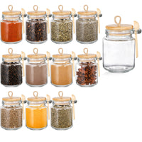 1 x RAW Customer Returns ZENFUN 12 Pack Glass Spice Jars with Bamboo Lid Spoon, 250 ml Clear Kitchen Spice Containers with 60 Black Labels and Pen for Spice Herbs, Flour Pantry Organization - RRP €31.2