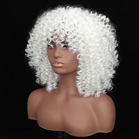 1 x RAW Customer Returns Colorfulpanda Wig Afro Kinky White Women s Short Wavy Wigs Curls for Women Synthetic Natural Hair Wig with Bangs Naturally Curly Wig - RRP €25.98