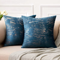 1 x Brand New MIULEE Velvet Cushion Cover for Sofa Gold Print Pillowcase Modern Cushion Cover Decorative Cushions Decoration for Living Room Chair Bedroom Bed 2 Pieces 45x45 cm Blue - RRP €20.4