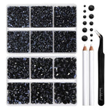 1 x RAW Customer Returns BEADSLAND Hotfix Rhinestones, 6080 Pieces Black Rhinestones for Clothing Crafts Mixed 6 Sizes with Wax Pen and Tweezers Kit, SS6-SS30, Black - RRP €18.72