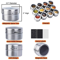 2 x RAW Customer Returns SZILBZ Spice Jars 12 Set, Stainless Steel Transparent Top BBQ Spice Jar Magnetic Storage Jars Stick on Refrigerator and Grill, with 120 Spice Stickers - RRP €38.3