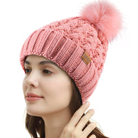 3 x RAW Customer Returns REDESS Women Winter Pompom Beanie Hat Fleece Lined Warm Hats, Thick Casual Snow Knit Hat for Ladies - RRP €51.36