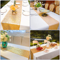 49 x Brand New Table runner glitter round sequin fabric for wedding birthday party baby shower tablecloth decoration 30 x 270 cm gold 1 pack  - RRP €533.12