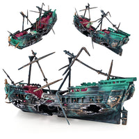 1 x RAW Customer Returns Nizirioo Aquarium Shipwreck Decorations, Aquarium Decoration Pirate Ship - Air Bubbler Sunken Ship Ornament - Aquarium Air Pump Powered Action Decor Dark Green  - RRP €20.3