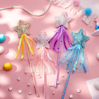 1 x RAW Customer Returns FANTESI 4 Pack Magic Wands for Kids, Star Magic Wand Princess Magic Wand Fairy Glitter Star Magic Wand Fairy Wand for Girls, Christmas Halloween Birthday Party Decoration Pink, Purple, Money, Blue  - RRP €7.04