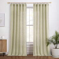 1 x RAW Customer Returns MIULEE striped curtains, high-quality linen look curtains with beige stripes for the living room, set of 2 opaque curtains with back loops and rod pocket, each 245 cm high, bedroom curtain - RRP €39.31