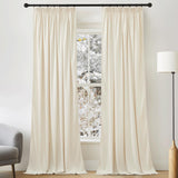 1 x RAW Customer Returns PONY DANCE velvet curtain ruffle tape curtains velvet cream thermal curtain against heat velvet curtains for living room extra long curtains and drapes velvet set of 2 H 280 x W 132 cm weight 300g m  - RRP €58.44