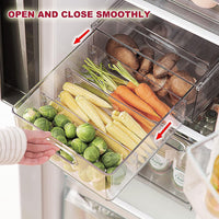 1 x RAW Customer Returns Greentainer Refrigerator Drawer Set with Handle, Kitchen Storage Container with Removable Drawer and Lid for Vegetables, Berries, Meat, PET Plastic Food Containers - RRP €39.63