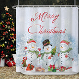 3 x Brand New Ttincceer Merry Christmas Snowman Shower Curtain 180x180cm Cartoon Snowman Snowflake Gift Box Bath Curtain Winter Forest Heavy Snow Bath Curtain with Hooks - RRP €61.2