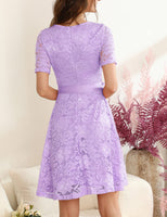 1 x Brand New DRESSTELLS Women s Vintage Retro Cocktail Dress 50s Dresses Festive Lace Dress Evening Dresses Ball Gown Short Sleeve A-Line Cocktail Dress Lavender 3XL - RRP €42.0