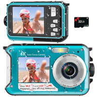 1 x RAW Customer Returns Digital Camera Autofocus 56MP 4K Camera Photo Camera 16x Digital Zoom 2.7 Inch Screen Underwater Camera with 32GB Card - RRP €109.99