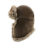 1 x Brand New Heavyoff Unisex Faux Leather Balaclava Faux Fur Aviator Hat Warm Winter Hat Windproof Trapper Hat Brown Large - RRP €39.95