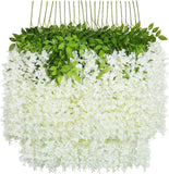 1 x RAW Customer Returns U Artlines Artificial Flowers, Pack of 24 Artificial Fake Wisteria Vine Ratta Hanging Silk Flowers Home Wedding Party Decor 24 Pieces, 110cm Each Strand, White  - RRP €55.03