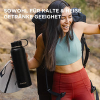 4 x Brand New Stainless Steel Water Bottle 1L - Keep Drinks 12h Warm 24h Cool, Nylon Handle, Removable Filter, Dishwasher Safe, Stylish Matte Black - BPA-Free, Leak-Proof, Hydration On The Go - RRP €68.92