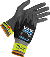 1 x RAW Customer Returns Uvex phynomic XG, 3 pairs - premium grip gloves for wet oily areas - flexible, robust breathable - black, grey - size 08 M - RRP €17.7