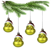 1 x RAW Customer Returns The Grinch Christmas tree ornament, Dr. Seuss Balls Home Decor Hanging Seasonal Decoration Festive Item Pack of 4 - RRP €25.45