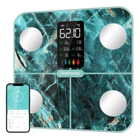 1 x RAW Customer Returns Body fat scale, personal scale, scale for people with body fat and muscle mass 15 body data body scale with body fat analysis, smart scale with APP, large display, iridescent green - RRP €52.99