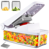 1 x RAW Customer Returns GDL vegetable cutter, dicer with 2 interchangeable blades, onion cutter, potato cutter, fruit cutter with 1.2L container for salad, onion, potato, carrot. White  - RRP €28.22