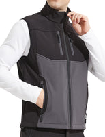 2 x Brand New KUTOOK Softshell Vest Men Sleeveless Windbreaker Fleece Lining Breathable Windproof 2XL Black Gray - RRP €43.2