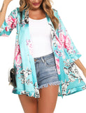 1 x RAW Customer Returns Gyabnw Cardigan Women s Summer Kimonos Women s Beach Cardigan Floral Women s 3 4 Sleeve Elegant Chiffon Cardigan Beach Cover Up - RRP €21.06