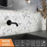 1 x RAW Customer Returns VAOVI mosaic tiles hexagon sticker tile matt, wall tiles kitchen self-adhesive tile stickers 3d stone look bathroom waterproof 10 pieces, rustic beige  - RRP €58.14