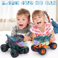 1 x RAW Customer Returns Xbesttoy Monster Truck Remote Controlled Dinosaur Car for Children 6 7 8 9 10 Years, RC Car with Spray Mist, Music, LED Lights, Christmas Gift Children Boy Gray - RRP €30.79