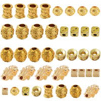 1 x Brand New SUNNYCLUE 1 Box 40pcs 8 Styles Pixiu Beads Gold Plated Feng Shui Charms Alloy Barrel Column Pi Yao Pixie Good Luck Wealth Ball Spacers Large Hole for Jewelry Making - RRP €19.2