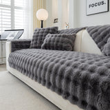 1 x RAW Customer Returns Soft Plush Sofa Cover Washable - New Non-Slip Sofa Cover 1 2 3 4 Seater Couch Cover for Sectional Sofa, Fluffy Faux Fur Sofa Seat Cushion Cover L Shape Furniture Protector Dark Gray, 90x90cm  - RRP €29.33