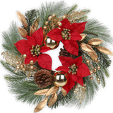 1 x Brand New Christmas wreaths, Advent wreaths for Christmas, artificial Christmas wreath door wreath Christmas deco with Christmas balls, Christmas party decoration for table decoration, front door decoration - RRP €24.19