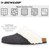 1 x RAW Customer Returns DUNLOP women s slippers, plush slippers, women s non-slip charcoal, numeric 40  - RRP €20.46