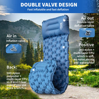 1 x RAW Customer Returns HiiPeak sleeping pad self-inflating high camping air mattress with integrated pillow outdoor camping mat sleeping mat small pack size with foot pump air cell mat inflatable - RRP €42.99