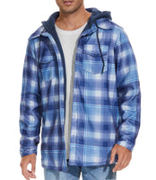 1 x RAW Customer Returns GLESTORE Lumberjack Jacket Men s Flannel Shirt Jacket Lined Thermal Shirt Winter Long Sleeve with Hood Checked Lumberjacket Blue and White L - RRP €48.99