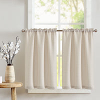 1 x RAW Customer Returns TOPICK Panel Curtain Semi-Transparent Bistro Curtain Privacy Window Curtain Kitchen Curtains Plain Short Curtain Panel Curtains Window Curtain for Living Room Country House Set of 2 70W x 90H cm Beige - RRP €19.15