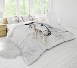 1 x RAW Customer Returns JEFFEL horse bed linen set 135x200 cm, children s bed linen, horse motif 3D animal motif, microfiber, very soft, children s bed linen set with duvet cover and pillowcase horse-5, 135 x 200 cm  - RRP €28.24