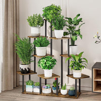 1 x RAW Customer Returns YOCOMEY 9-Tier Wooden Flower Rack Plant Rack, Multi-Tier Flower Stand Plant Stand Flower Bench Flower Stairs Plant Stairs Standing Shelf for Indoor Garden Balcony Decoration Black  - RRP €80.66