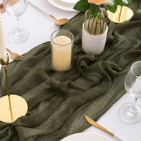 1 x RAW Customer Returns AOKSUNOVA table runner muslin olive green table runner cheesecloth green 80x300cm boho table runner wedding - RRP €15.12