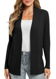 1 x RAW Customer Returns EXCHIC Women s Long Sleeve Knitted Cardigan Lightweight Comfortable Open Front Long Casual Jacket with Pockets L, Black  - RRP €33.98