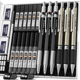 1 x RAW Customer Returns Nicpro 6PCS Art Mechanical Pencil Set in Case, Metal Drawing Pen 0.5mm, 0.7mm, 0.9mm and 3PCS 2mm Graphite Lead Holder 2B HB 2H for Writing, Sketching and Drawing with 12 Tins of Pencil Leads - RRP €19.4