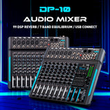 1 x RAW Customer Returns D Debra Audio Pro Portable Audio Recording Mixer with USB 99 DSP Digital Effects for DJ Mixer Console Karaoke Recording Studio DP-10  - RRP €169.0