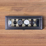 1 x RAW Customer Returns Ohuhu watch box with 6 compartments, watch box, watch storage box with glass lid, watch box 6 watches made of PU leather and velvet lining, watch box gift for boyfriend husband, beige - RRP €16.13