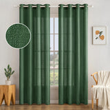 1 x RAW Customer Returns MIULEE Set of 2 Voile Curtain Sheer Linen Curtain with Eyelets Transparent Irregular Texture Translucent Curtain for Bedroom 245 x 140cm H x W Dark Green - RRP €38.69