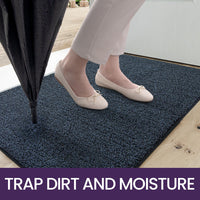 1 x RAW Customer Returns DEXI dirt trapper mat, non-slip doormat for indoor and outdoor use, washable entrance carpet, absorbent doormat - cleaning mat 90 x 150 cm, blue-black - RRP €56.46