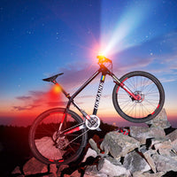 1 x RAW Customer Returns StVZO approved bicycle light set USB battery, LED bicycle lighting 2021 model bicycle lamp, bike light bicycle lighting set INCL. front lights rear lights, for children and adults - RRP €30.24