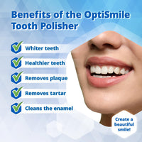 6 x Brand New OptiSmile Dental Polisher For White Teeth Eliminates Stains, Plaque Tartar Teeth Cleaning Whitening Kit With 5 Polishing Tips - RRP €117.66