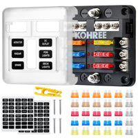 4 x RAW Customer Returns Kohree 12-way car fuse holder 12 volt, car fuse box 12V with LED display, 24 fuses, fuse clip, sticker, screws, 12V fuse block for car, boat, boat, motorhome - RRP €72.56