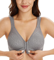 1 x RAW Customer Returns Lemorosy Women s Minimizer Bra Comfort Strong Front Support Non-Padded Back Without Underwire Grey, 95D  - RRP €24.0