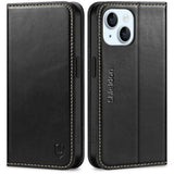 1 x RAW Customer Returns SHIELDON Case for iPhone 15 5G Shockproof Protective Case Genuine Leather Card Slot Stand Function Compact TPU Magnetic Cell Phone Case Flip Case Compatible with iPhone 15 6.1 - Retro Black - RRP €30.99