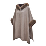 1 x RAW Customer Returns ZLYC Women Winter Faux Fur Stole Hooded Shawl - RRP €54.99