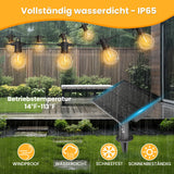 1 x RAW Customer Returns ZOTOYI Solar Outdoor String Lights, 15M Outdoor Solar Garden Lights IP65 Waterproof with 24 2 G40 LED Bulbs, String Lights USB Rechargeable Bulb for Wedding, Party, Patio - RRP €54.89