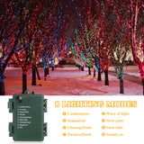 1 x RAW Customer Returns Elegear Outdoor Christmas Lights Battery 40M 300LEDs, 8 Modes Light Chain with Timer IP44 Waterproof Battery LED String Lights for Christmas Tree Garden Party Patio Decoration, Multicolor - RRP €27.66